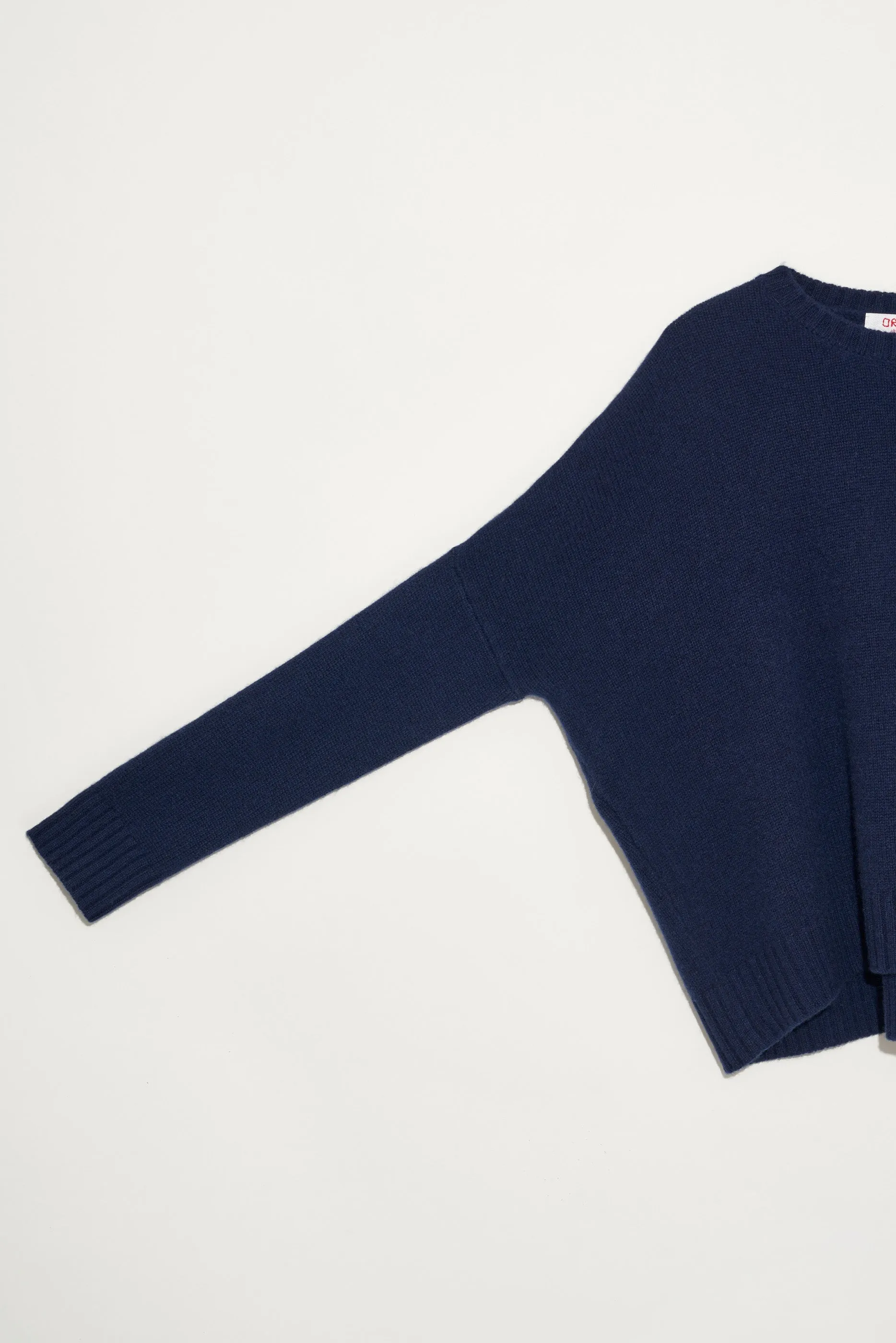 Wide Cashmere Pullover in Navy