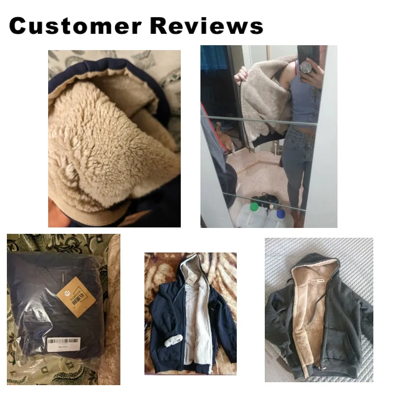 Women Casual Winter Coats Wide Female Jackets Sherpa Hooded Sweatshirt