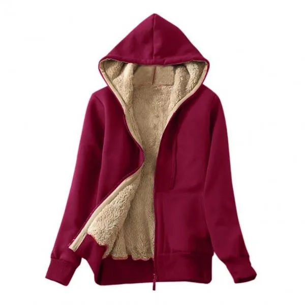 Women Casual Winter Coats Wide Female Jackets Sherpa Hooded Sweatshirt