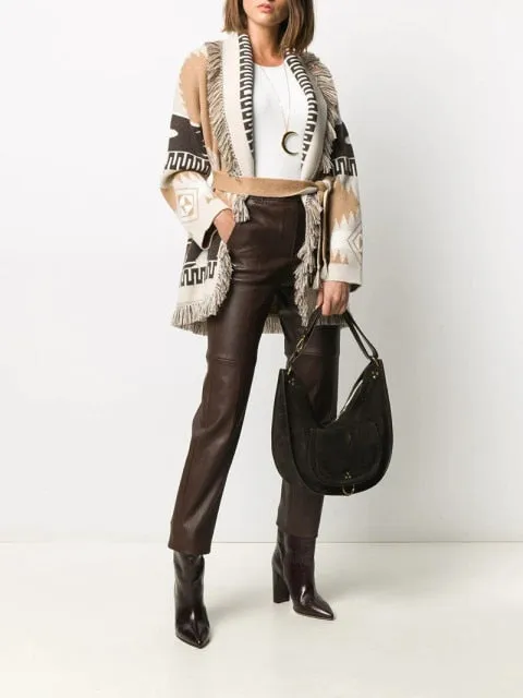 women long sleeve fringe collar cardigan coat