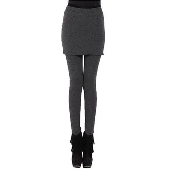 Women Winter Skirt Leggings- Soft Cotton and Mink Faux Fur Lined Thick, Select