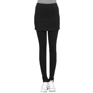 Women Winter Skirt Leggings- Soft Cotton and Mink Faux Fur Lined Thick, Select