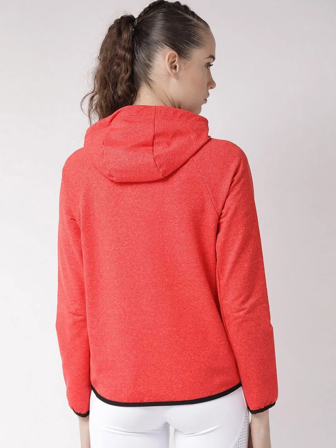 Women's Melange Red Bomber  Jackect
