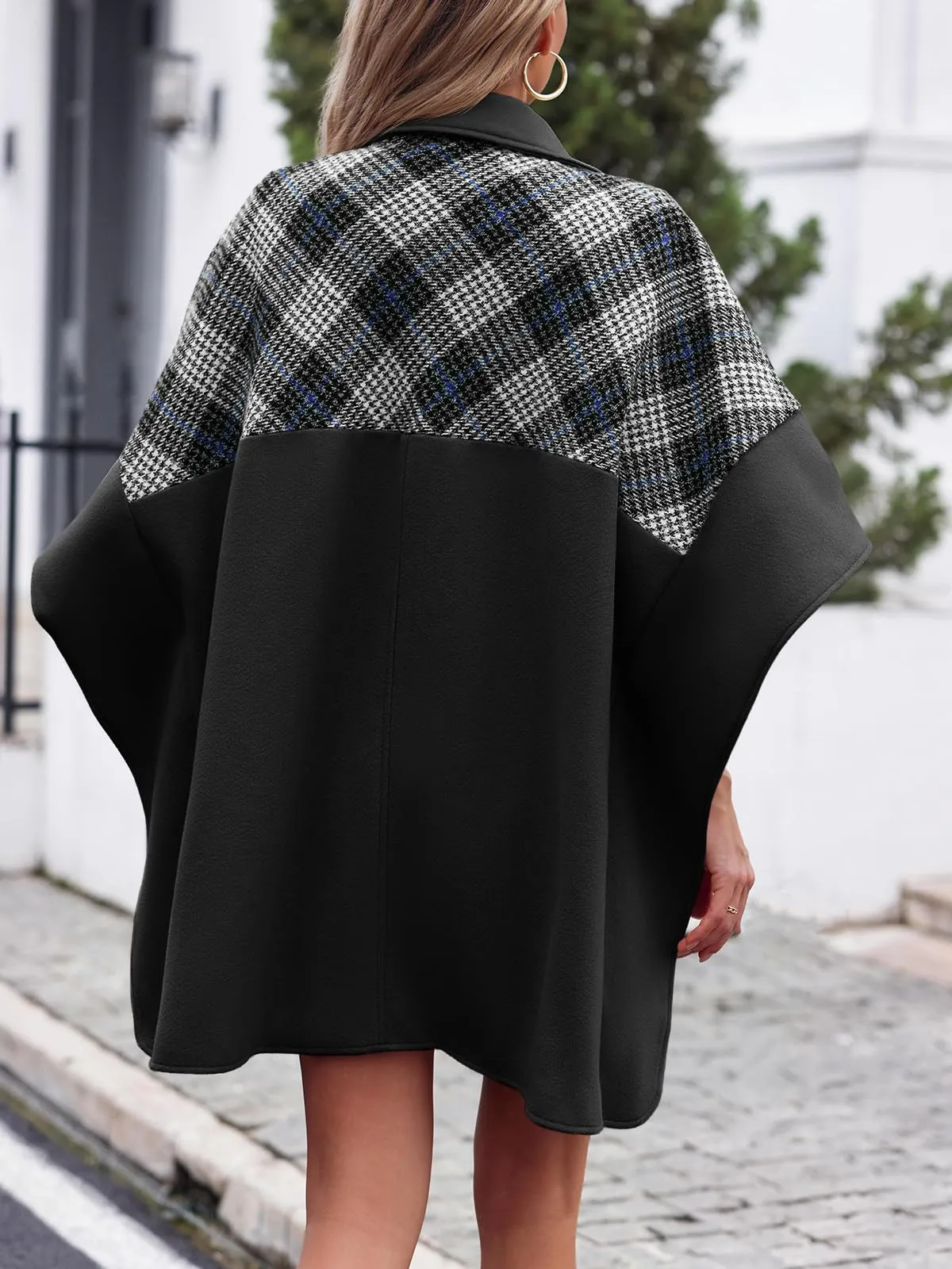 Women's Oversized Plaid Pea Coat