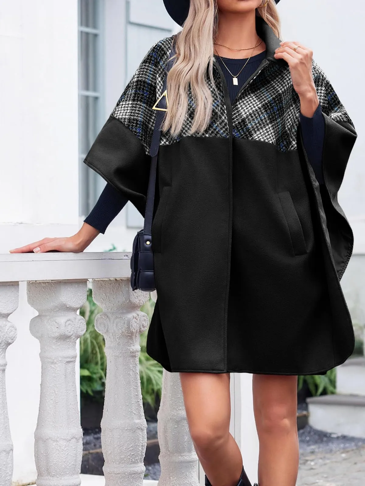 Women's Oversized Plaid Pea Coat