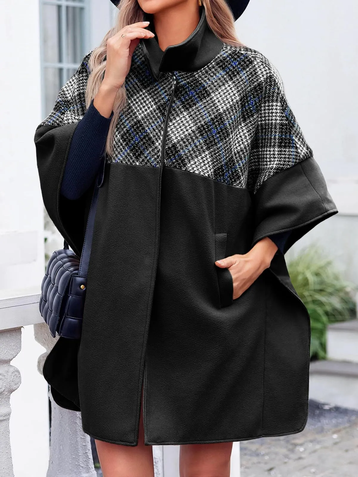 Women's Oversized Plaid Pea Coat