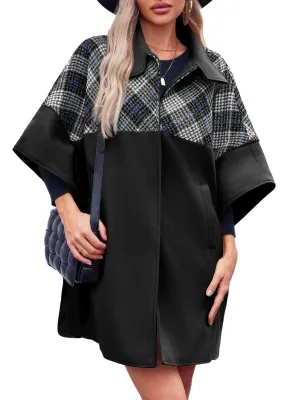 Women's Oversized Plaid Pea Coat
