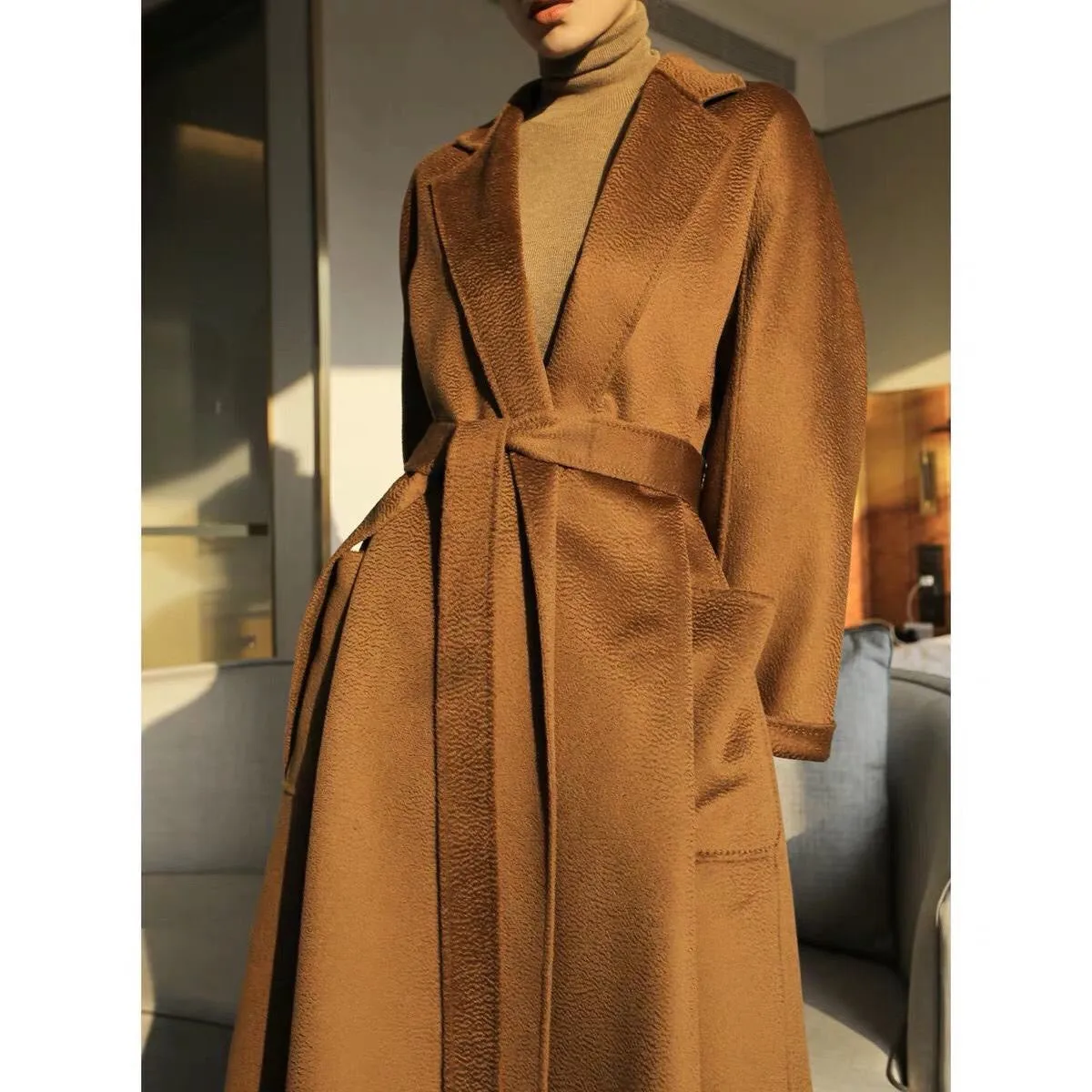 ZABRI Women's high quality autumn and winter long plus size wool customized oversize cashmere coat